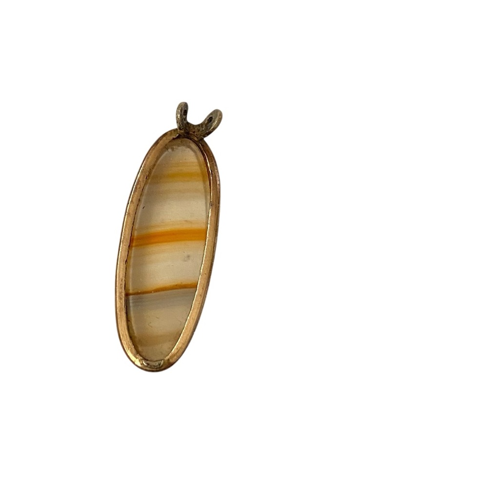 Vintage Gold and Brown Agate Stone Pendant - Picture 6 of 12